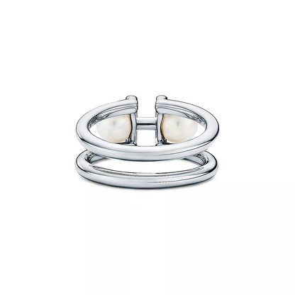 [Renovia Jewelry]DOUBLE PEARL SILVER RING