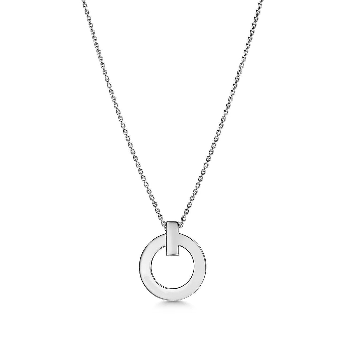 [Renovia Jewelry]T CIRCLE PENDENT SILVER NECKLACE