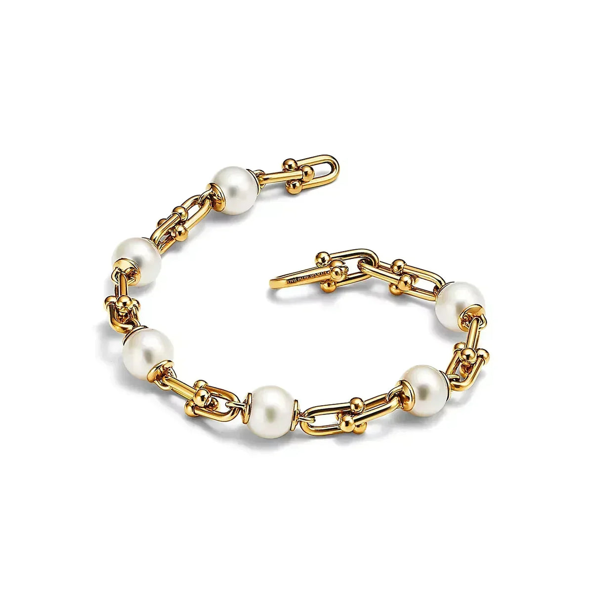 [Renovia Jewelry]LINK BRACELET GOLD WITH FRESHWATER PEARLS