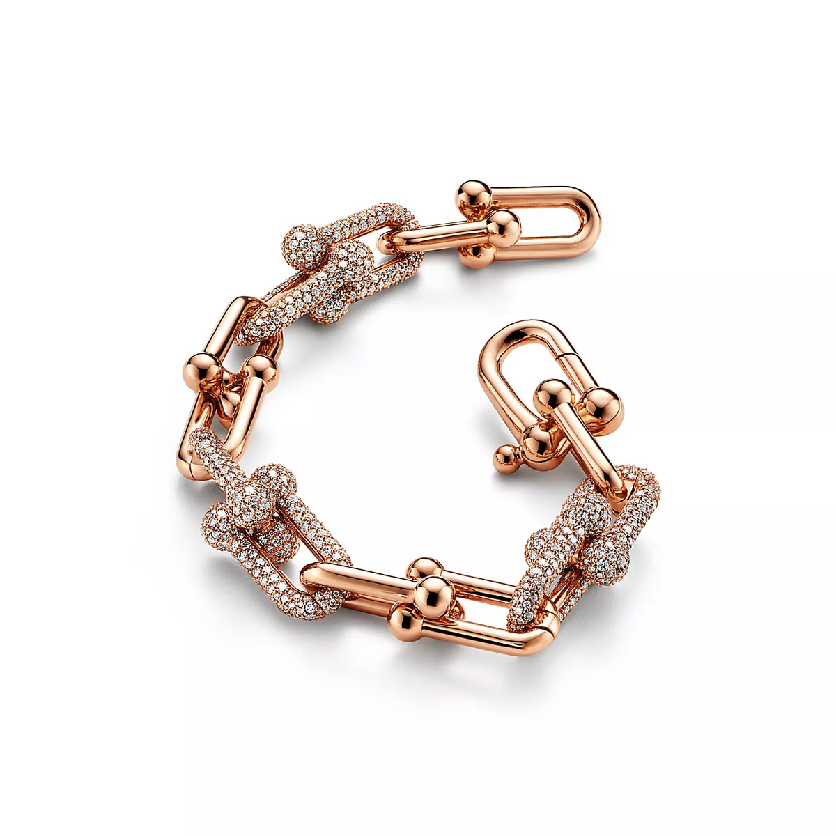 [Renovia Jewelry]HARDWEAR LARGE LINK PINK GOLD PAVED DIAMOND BRACELET