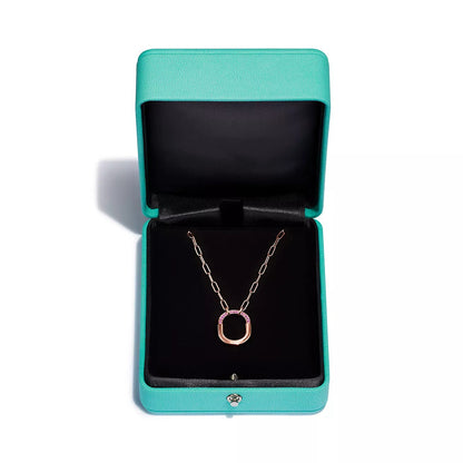 [Renovia Jewelry]LOCK SMALL PENDANT PINK DIAMOND PINK GOLD NECKLACE