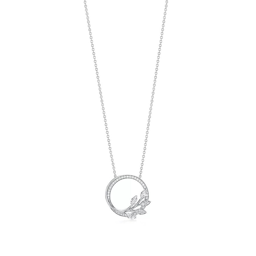 [Renovia Jewelry]DIAMOND VINE CIRCLE PENDANT PLATINUM NECKLACE