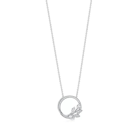 [Renovia Jewelry]DIAMOND VINE CIRCLE PENDANT PLATINUM NECKLACE