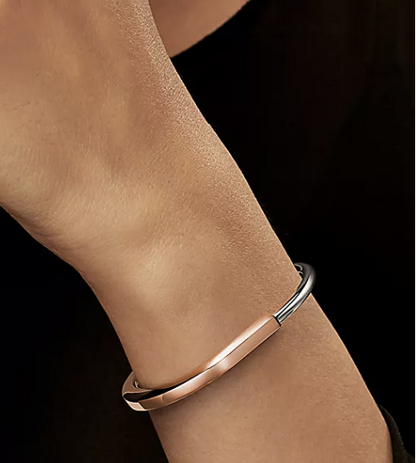 [Renovia Jewelry]LOCK BRACELET ROSE AND WHITE GOLD