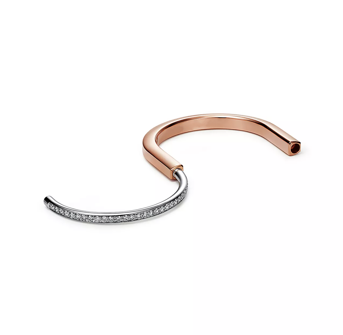 [Renovia Jewelry]LOCK BRACELET ROSE AND WHITE GOLD DIAMOND