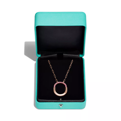 [Renovia Jewelry]LOCK MEDIUM PENDANT PINK DIAMOND PINK GOLD NECKLACE