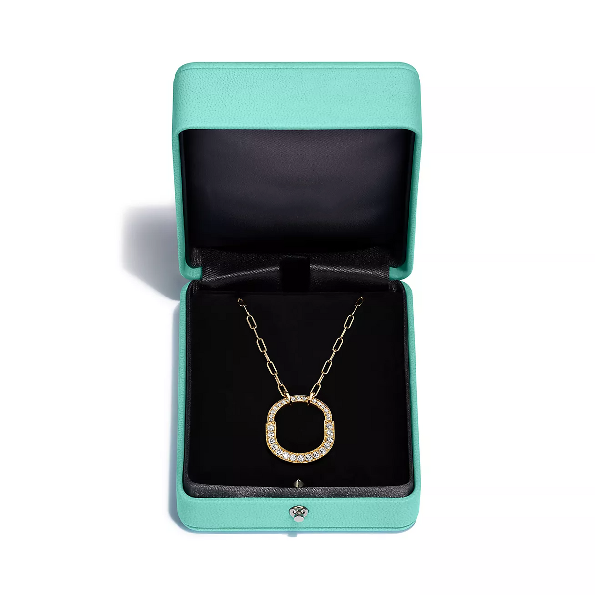 [Renovia Jewelry]LOCK NECKLACE MEDIUM PENDANT GOLD PAVED DIAMONDS