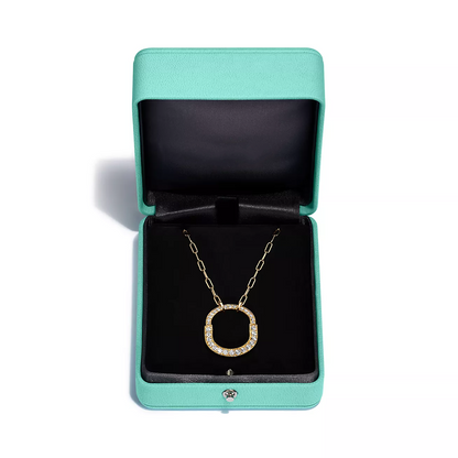 [Renovia Jewelry]LOCK NECKLACE MEDIUM PENDANT GOLD PAVED DIAMONDS