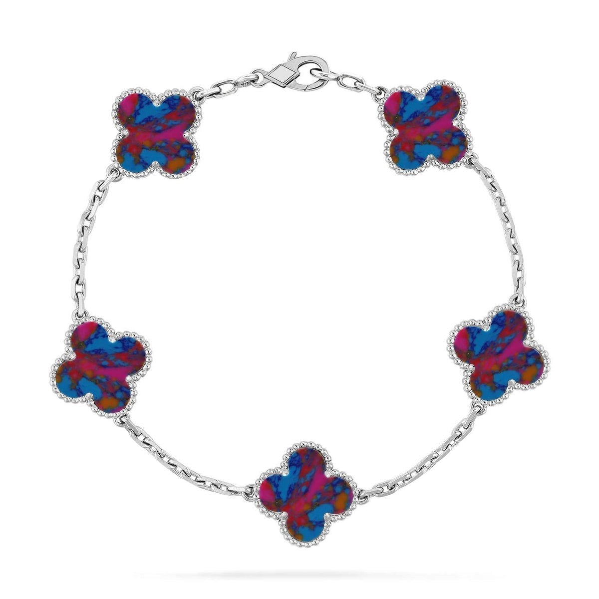 [Renovia Jewelry]CLOVER 5 MOTIF COLOR GEMSTONES BRACELET COLLECTION