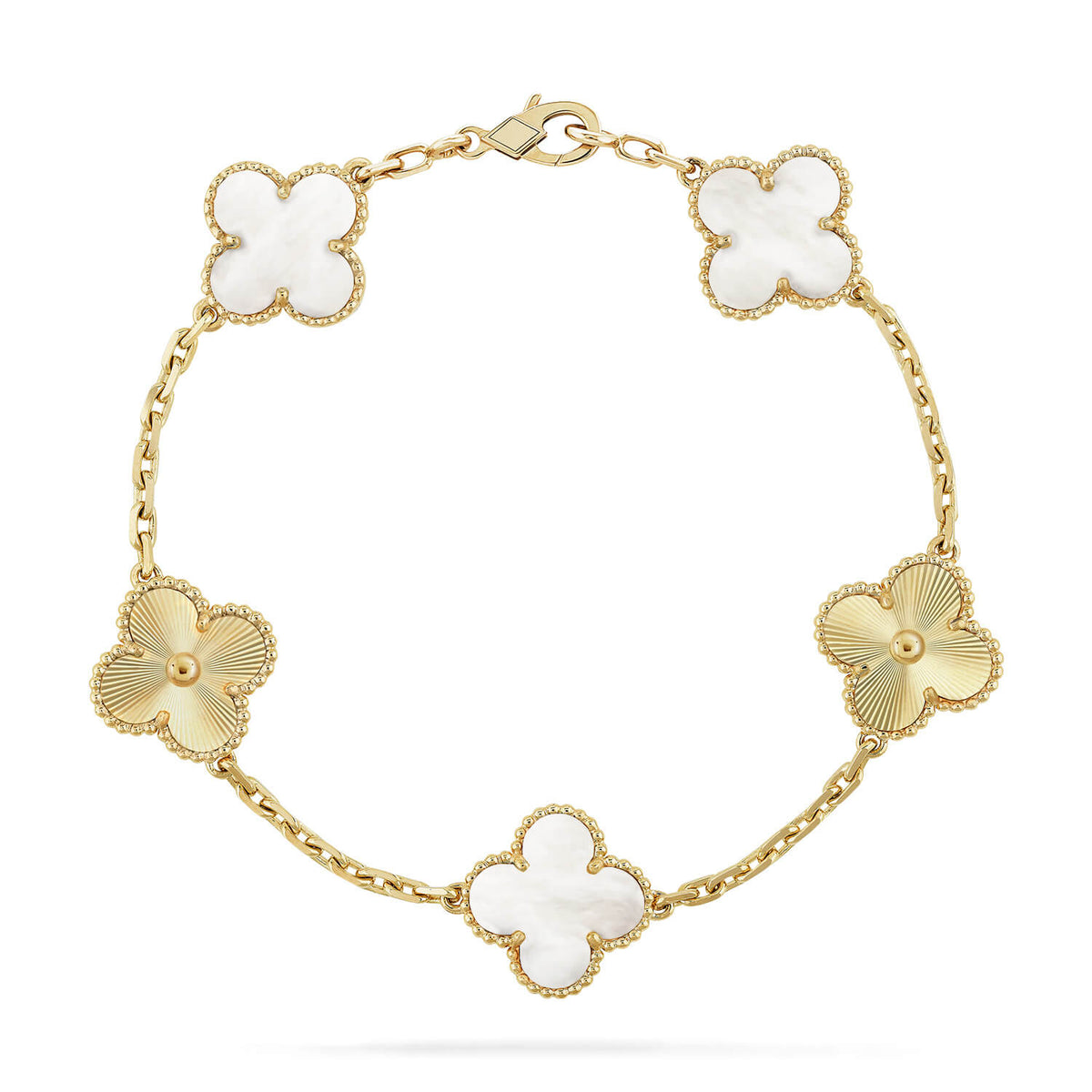 [Renovia Jewelry]CLOVER WHITE PEARL MOP 5 MOTIF BRACELET COLLECTION