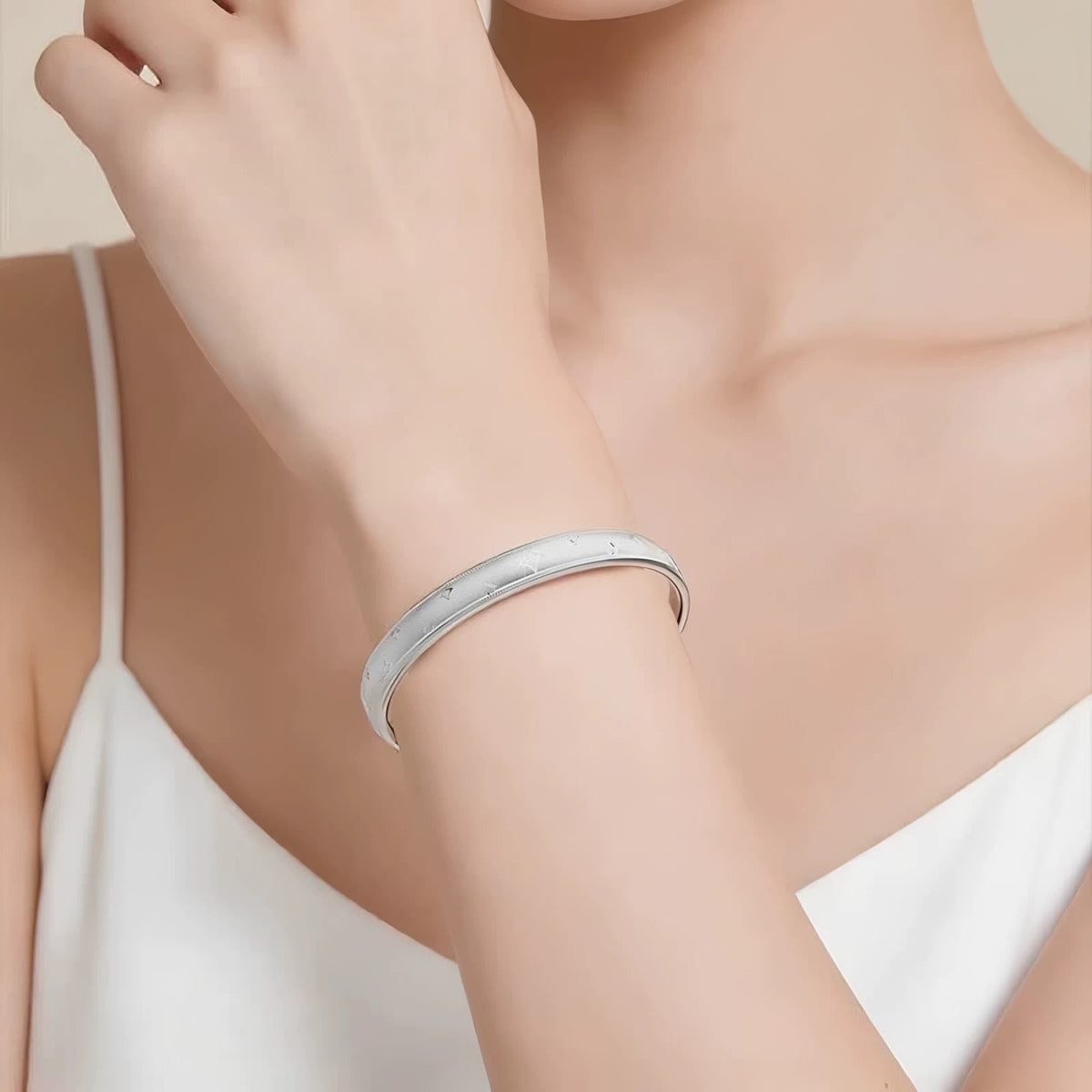 Shiny 925 Silver Open Bracelet