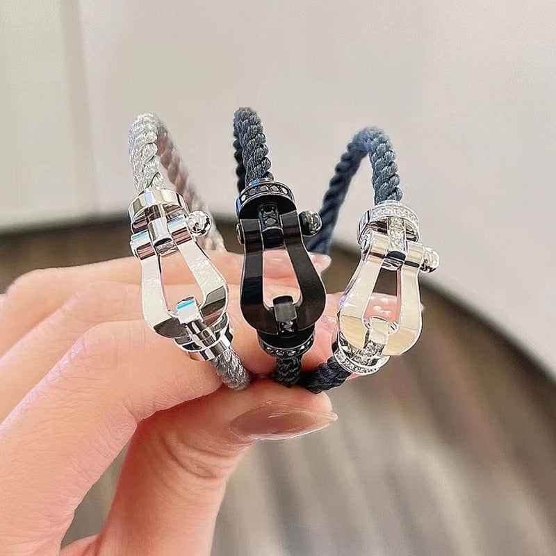 [Renovia Jewelry]FORCE LARGE HORSESHOE FULL DIAMOND BRACELET SILVER