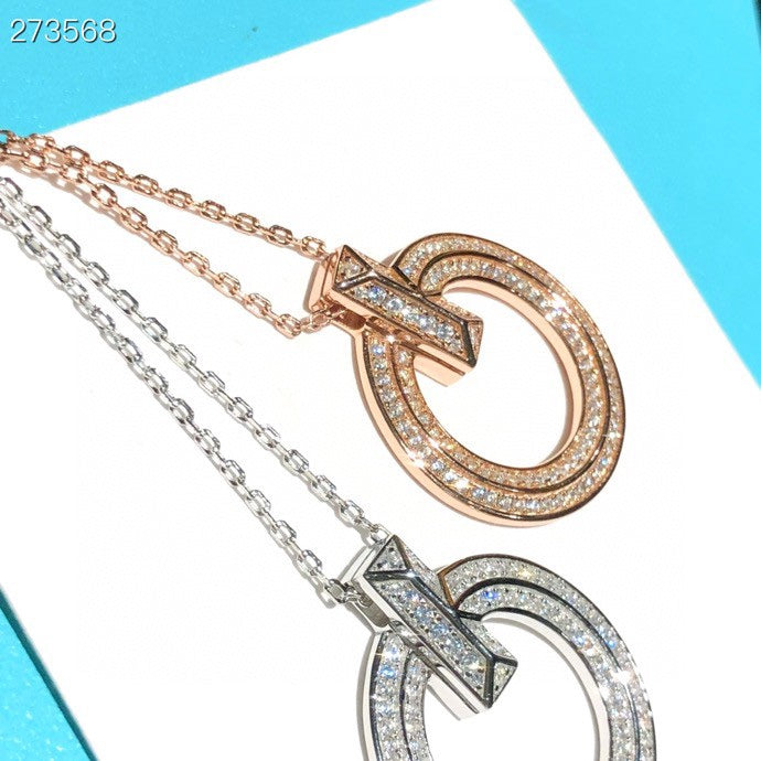 [Renovia Jewelry]T1 CIRCLE DIAMOND PAVED MEDIUM NECKLACE