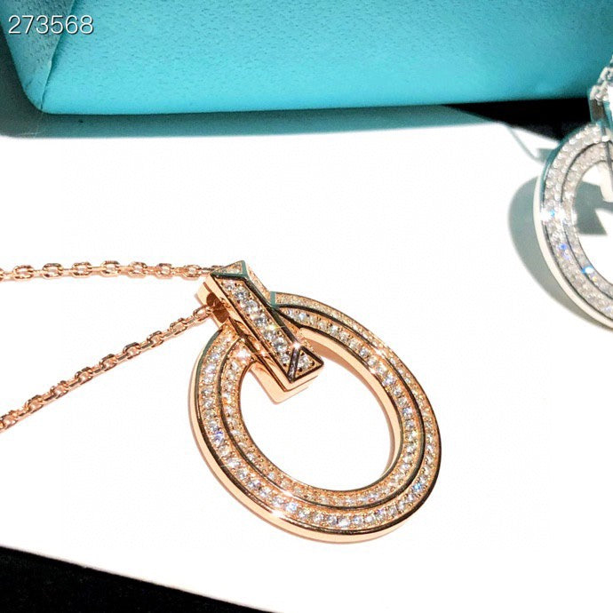 [Renovia Jewelry]T1 CIRCLE DIAMOND PAVED MEDIUM NECKLACE