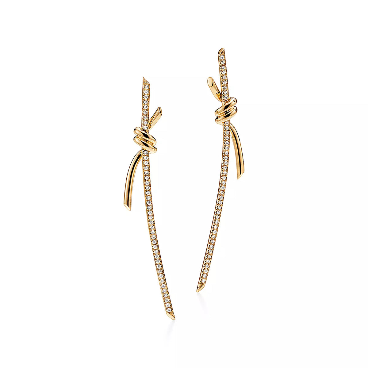 [Renovia Jewelry]KNOT DROP EARRINGS IN YELLOW GOLD WITH DIAMONDS
