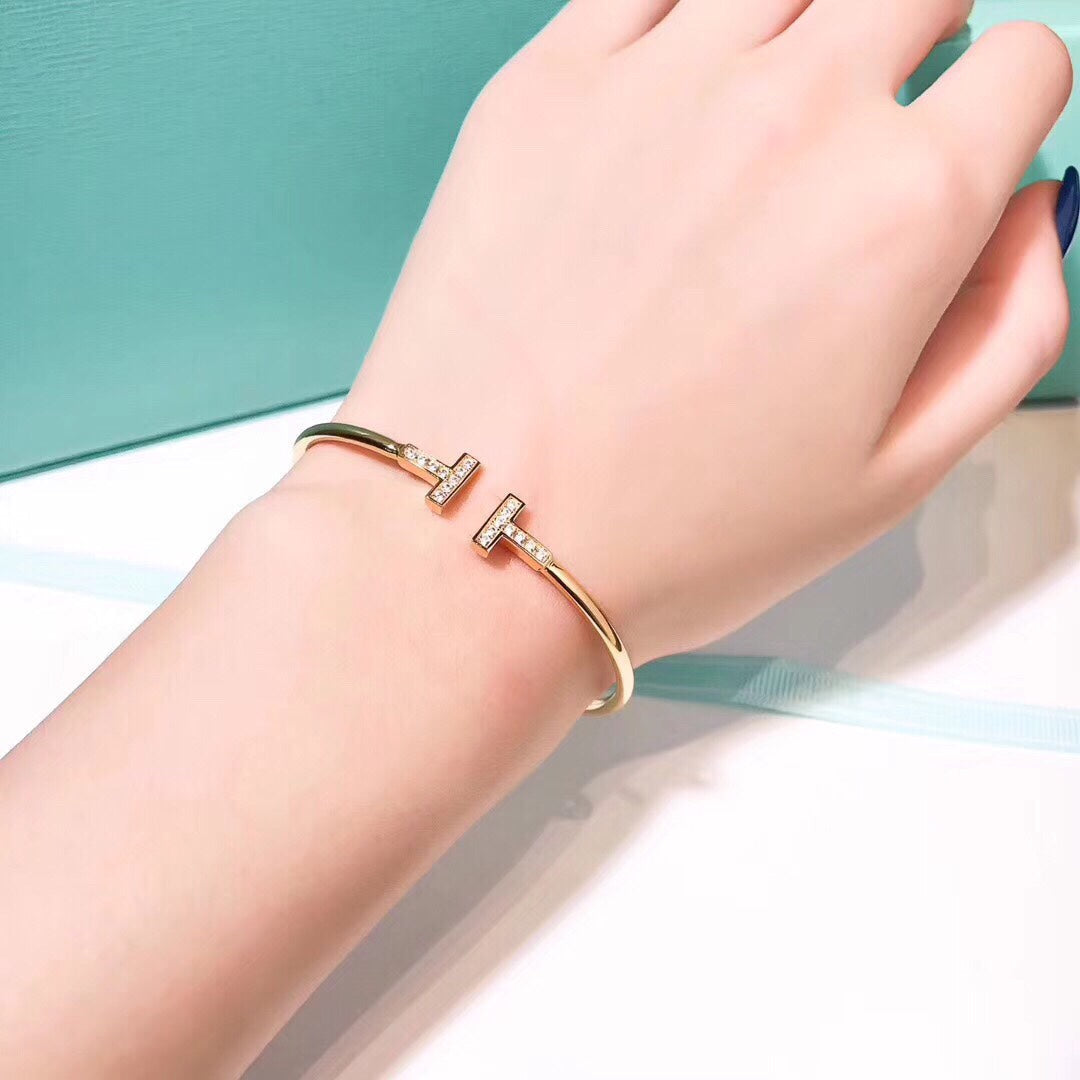 [Renovia Jewelry]T BRACELET 1.8MM GOLD DIAMOND