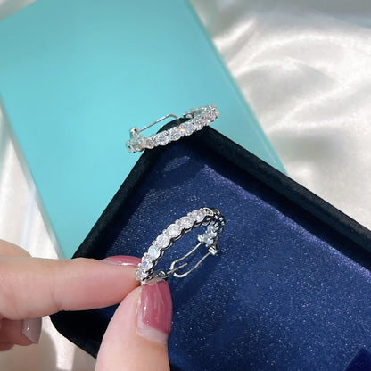 [Renovia Jewelry]SILVER DIAMOND HOOP EARRINGS
