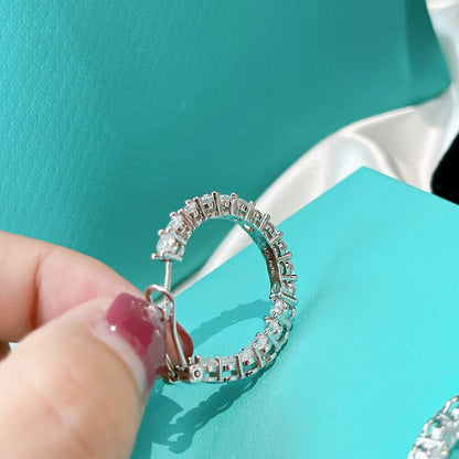 [Renovia Jewelry]SILVER DIAMOND HOOP EARRINGS