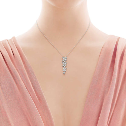 [Renovia Jewelry]MIXED CLUSTER DIAMOND DROP PENDANT