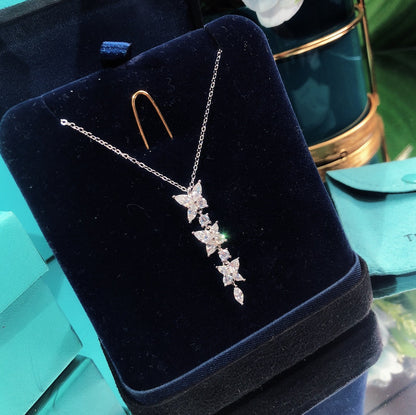[Renovia Jewelry]MIXED CLUSTER DIAMOND DROP PENDANT