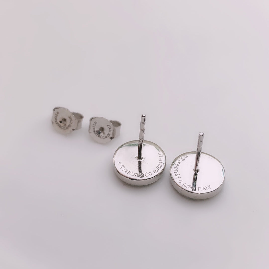 [Renovia Jewelry]TURQUOISE CIRCLE WHITE GOLD EARRINGS