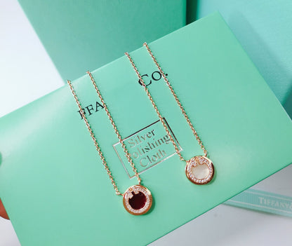 [Renovia Jewelry]DIAMOND AND MOTHER PEARL CIRCLE NECKLACE PENDANT