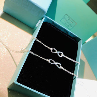 [Renovia Jewelry]SILVER INFINITY DOUBLE CHAIN NECKLACE