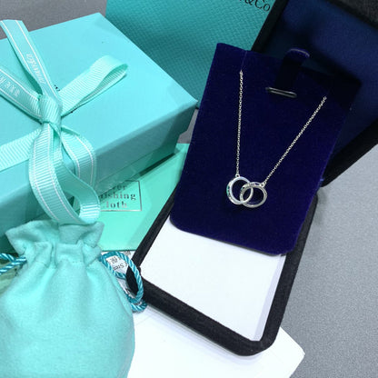 [Renovia Jewelry]INTERLOCKING CIRCLES PENDANT SILVER SMALL NECKLACE