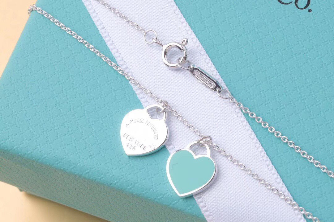 [Renovia Jewelry]DOUBLE HEART TAG PENDANT SILVER MINI NECKLACE
