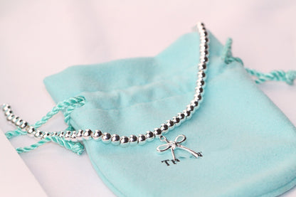 [Renovia Jewelry]STERLING SILVER BOW BEAD BRACELET