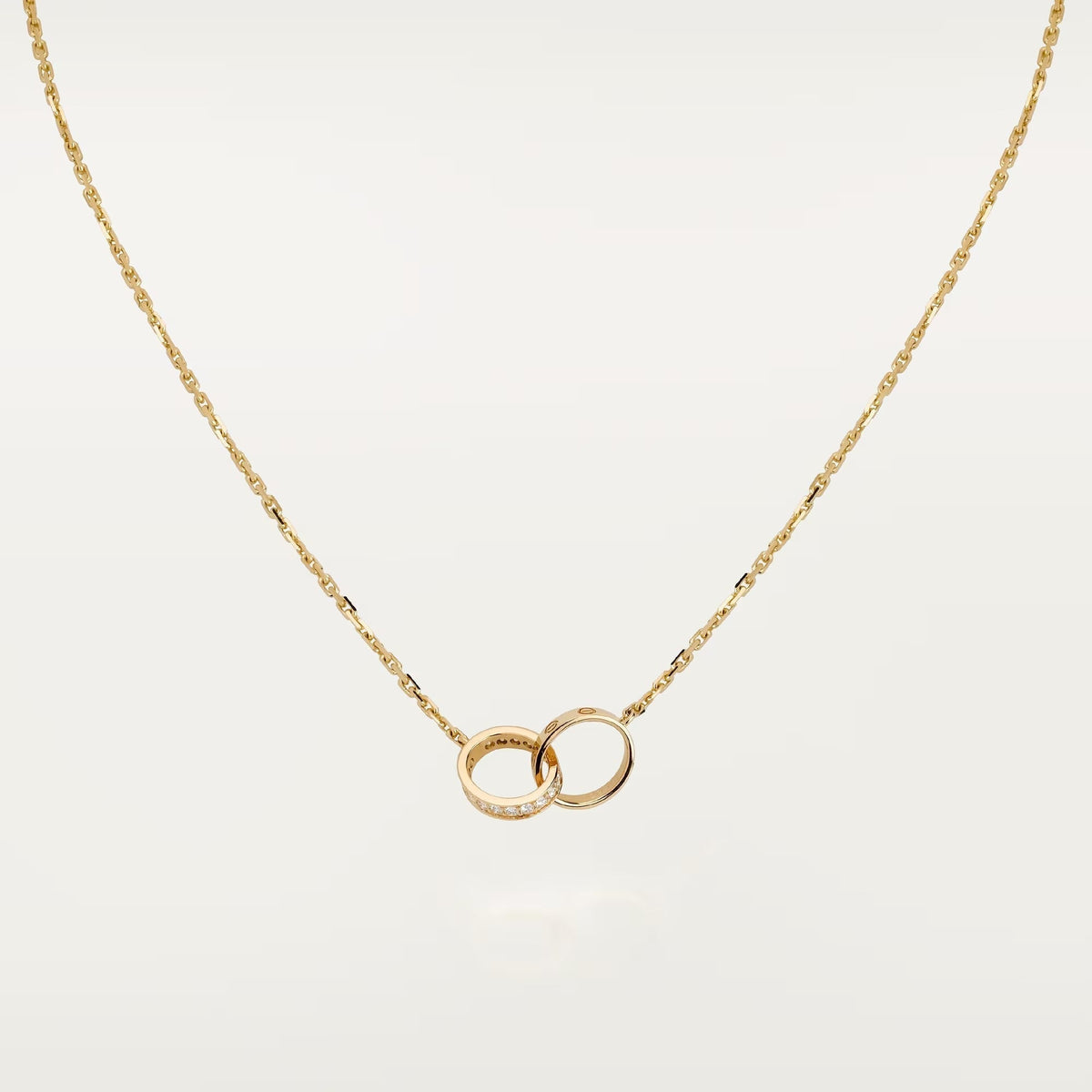 [Renovia Jewelry]LOVE DOUBLE RING HALF DIAMOND NECKLACE