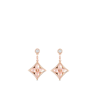 [Renovia Jewelry]DOUBLE STAR PINK GOLD MOP DROP EARRINGS