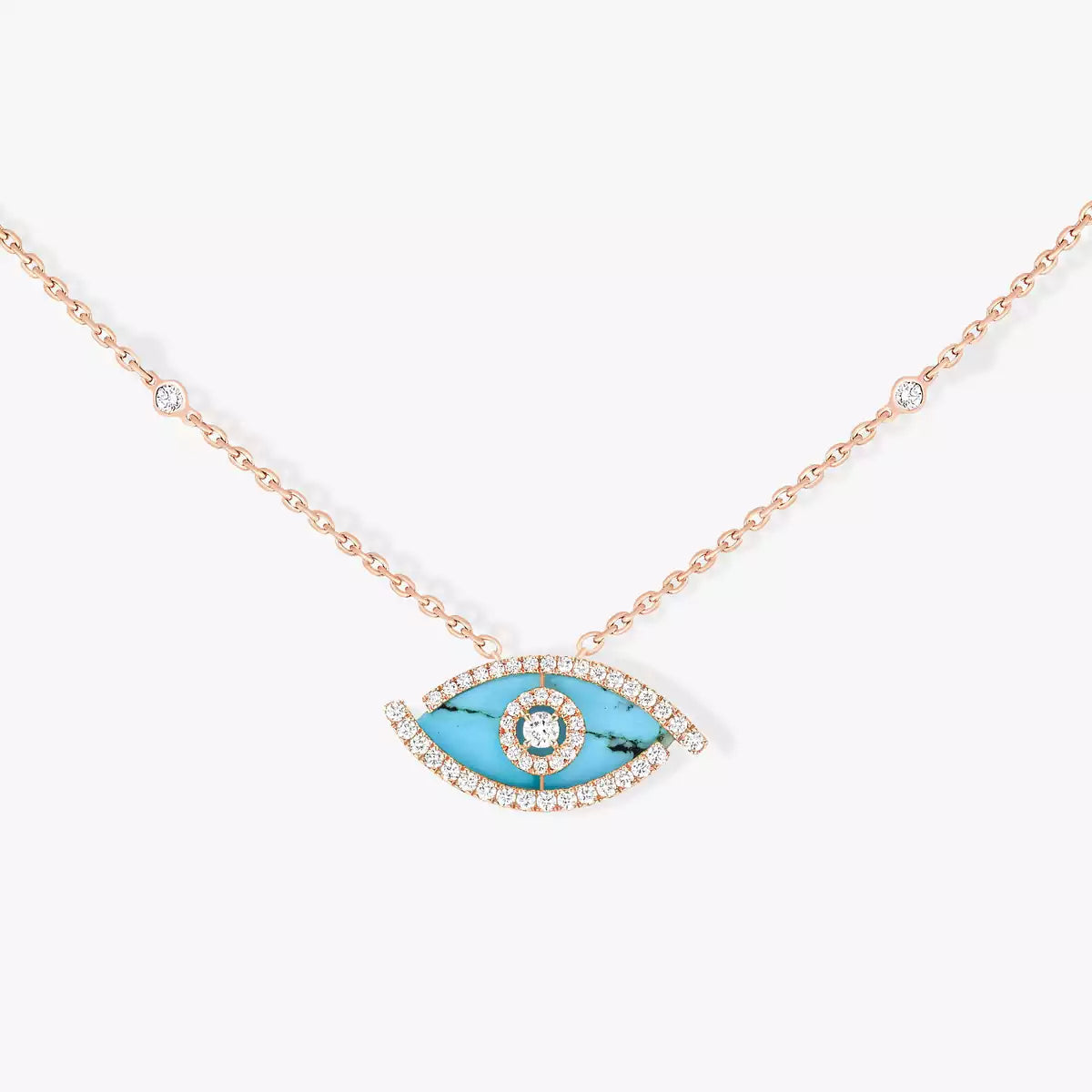 [Renovia Jewelry]Lucky Eye Diamond Necklace in  Gold and Turquoise