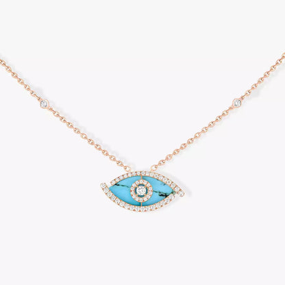 [Renovia Jewelry]Lucky Eye Diamond Necklace in  Gold and Turquoise