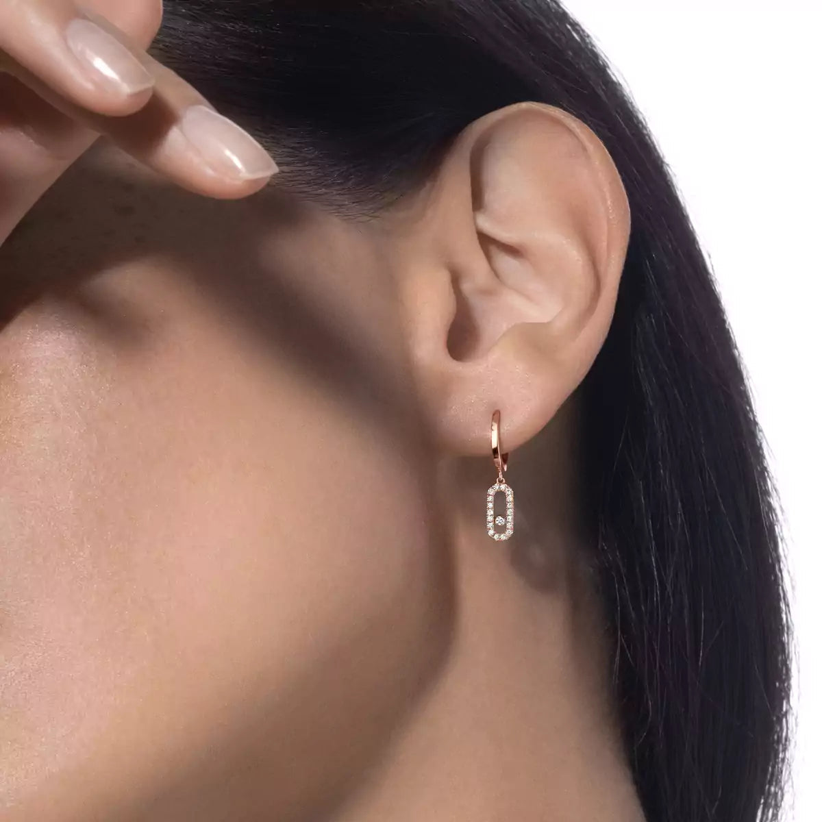 [Renovia Jewelry]Move Uno Single Diamond Hoop Earring