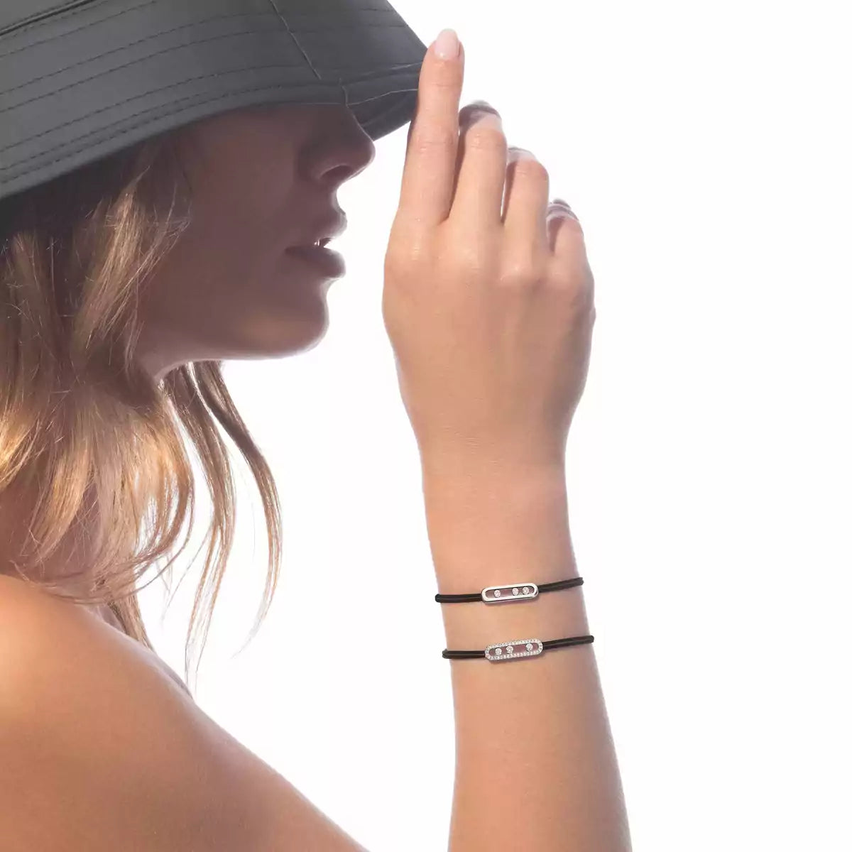 [Renovia Jewelry]Care(Medium-3.5mm) pink cord pavé bracelet