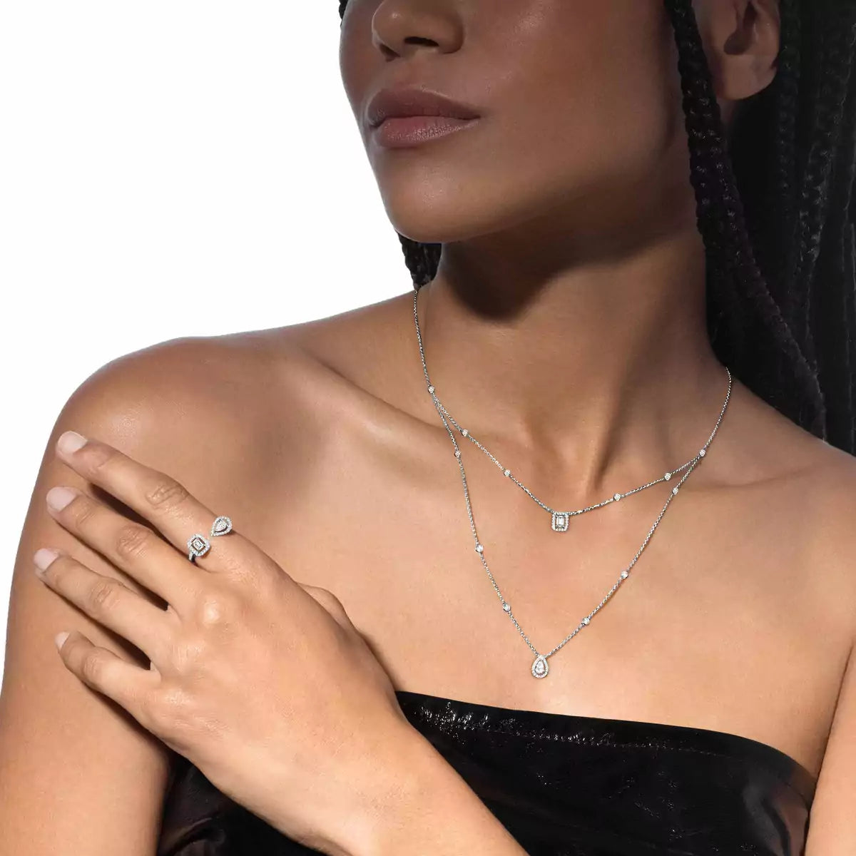 [Renovia Jewelry]Diamond Necklace My Twin 2 Rows