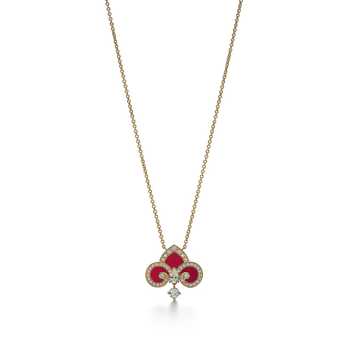 [Renovia Jewelry]FLEUR DE LIS PINK GOLD DIAMOND NECKLACE