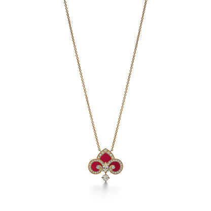 [Renovia Jewelry]FLEUR DE LIS PINK GOLD DIAMOND NECKLACE