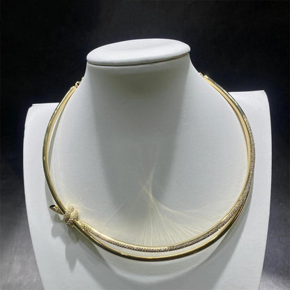 [Renovia Jewelry]KNOT DOUBLE ROW NECKLACE IN YELLOW GOLD WITH DIAMONDS