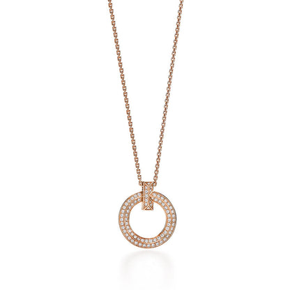 [Renovia Jewelry]T1 CIRCLE DIAMOND PAVED MEDIUM NECKLACE