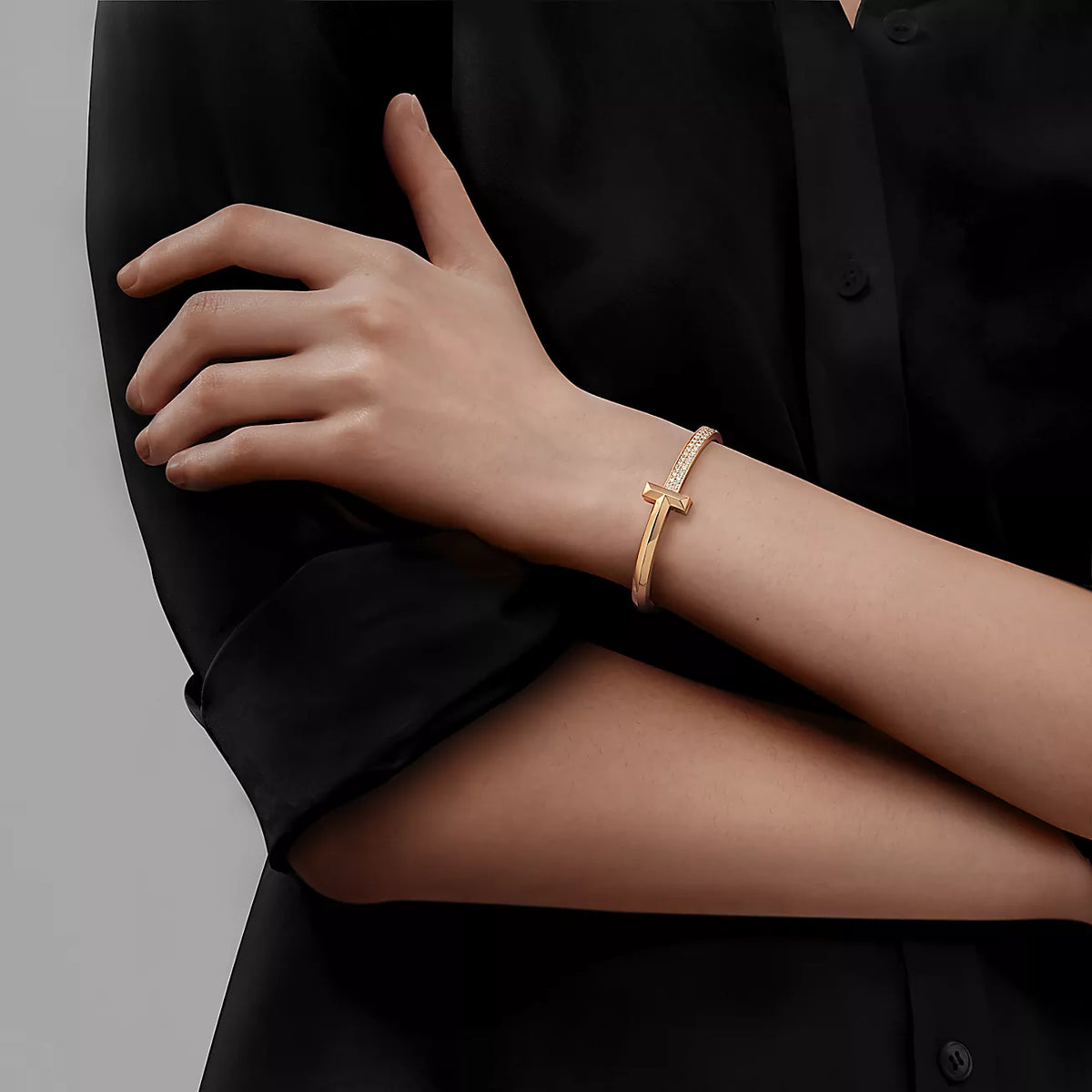 [Renovia Jewelry]T1 WIDE DIAMOND HINGED BANGLE PINK GOLD