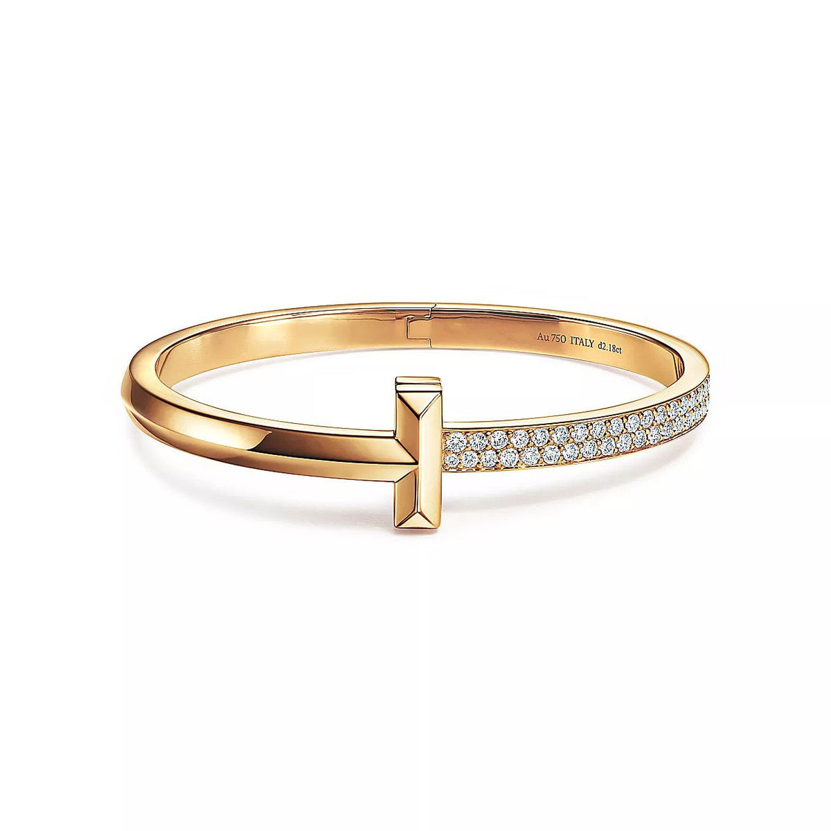 [Renovia Jewelry]T1 WIDE DIAMOND HINGED BANGLE PINK GOLD