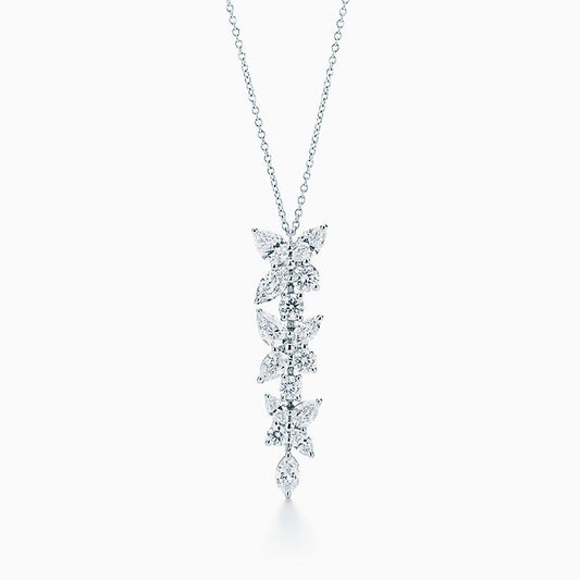 [Renovia Jewelry]MIXED CLUSTER DIAMOND DROP PENDANT